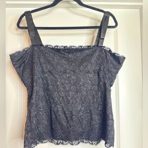 Coldwater Creek Women’s Black Lace Sleeveless Lined Blouse Top Camisole Size XL